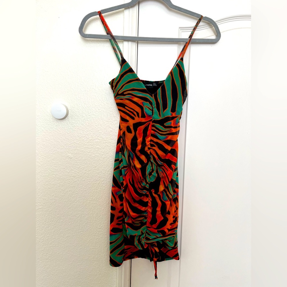 Animal Print Ruched Mini Dress